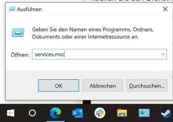 Windows Dienste Programm ausführen