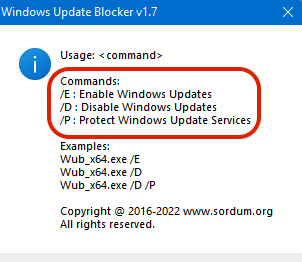 Windows Update Blocker Befehlzeilen