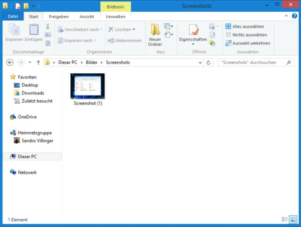 43 Screenshots direkt im Screenshot Ordner von Windows 8