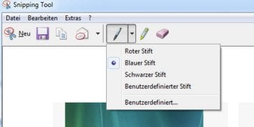 Screenshot in Windows Vista Snipping Tool bearbeiten und speichern