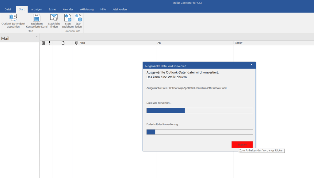 Outlook-Dateikonvertierung in Stellar Converter for OST