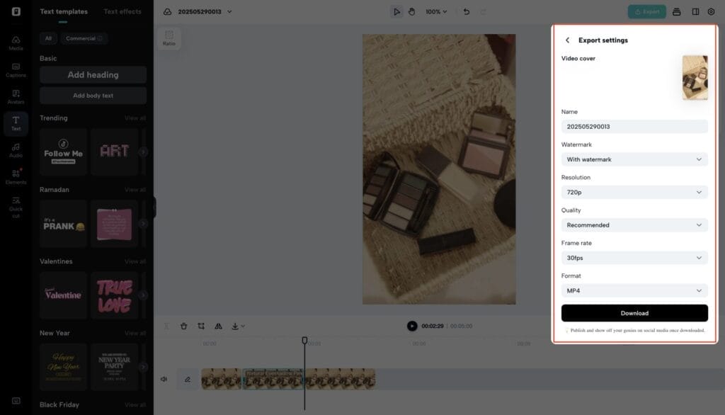 Makeup-Paletten auf geflochtenem Untergrund