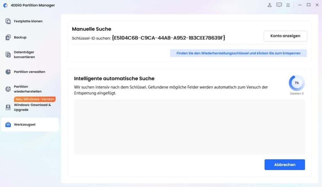 4DDiG Partition Manager Benutzeroberfläche